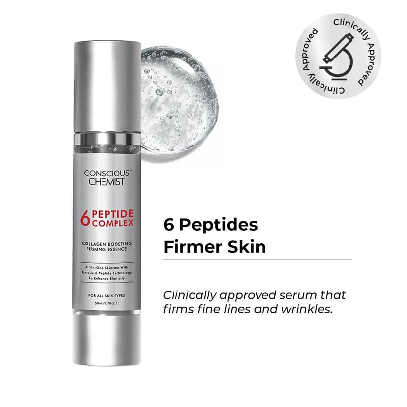 Conscious Chemist 6 Peptide Anti Aging Face Serum, Firming & Wrinkle Repair - 50ml