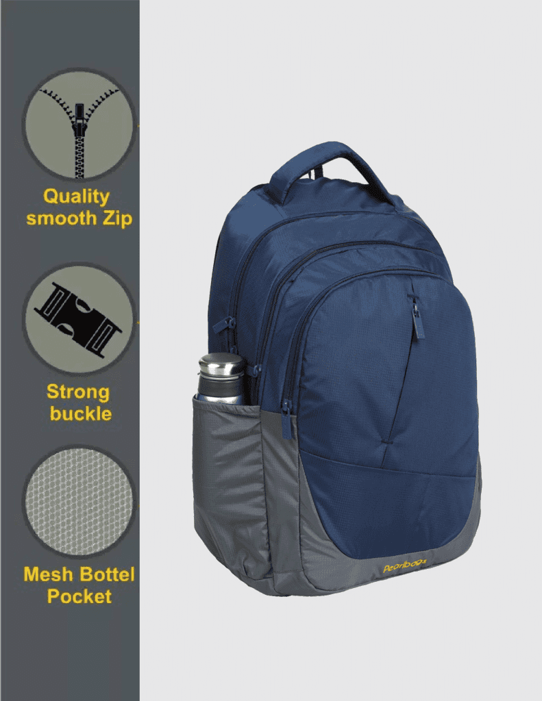 PB Pearl Bags Medium 25L 3 Zipper Compartment Waterproof Backpack School/College & Office Use 25 L Backpack view 5