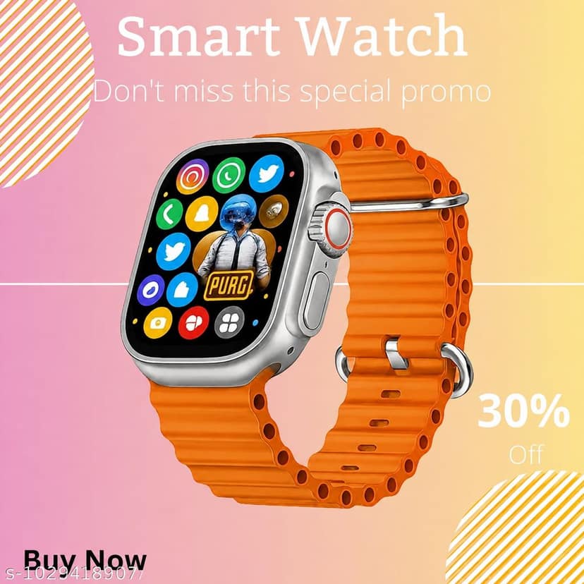 T800 Ultra Smart Watch with Orange Ocean Band view 4
