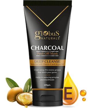 Globus Naturals Charcoal Peel Off Mask, Tan Removal Mask For Oily Skin, 100gm