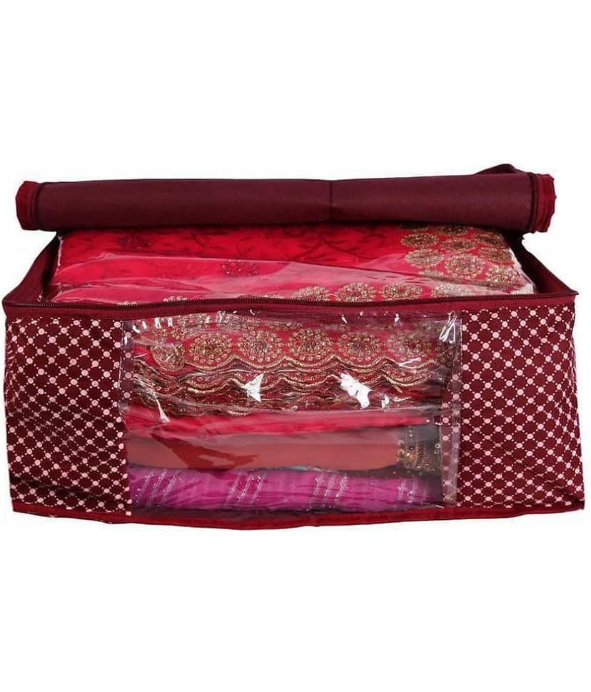Bulbul Maroon Saree Covers - 5 Pcs view 2