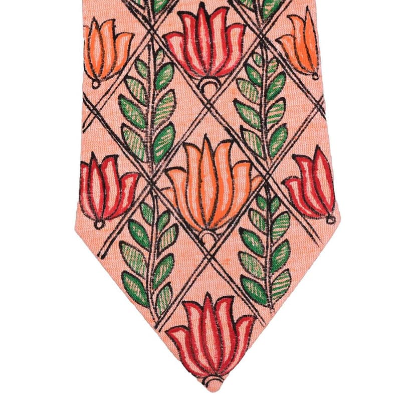 Pure Cotton Handmade madhubani Tie Multi Colour Elegance for Formal and Business Wear, Handcrafted, Handpainted SH (Size standard) view 3