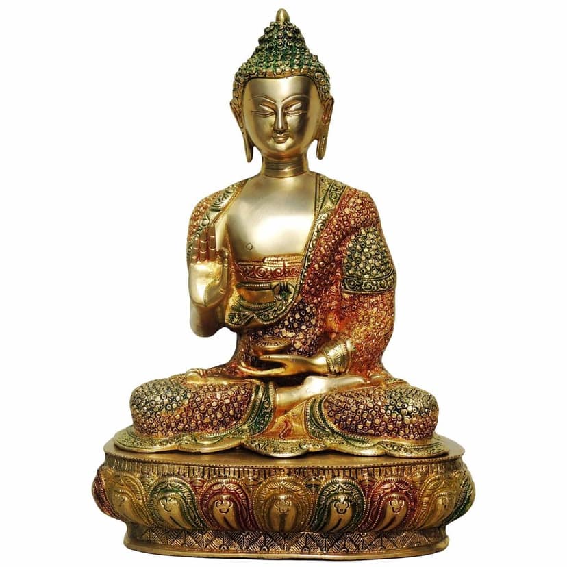 Brass Buddha Big Idol - Handcrafted Meditation Sculpture, Height : 16 Inch (BSMAS660 D) view 2