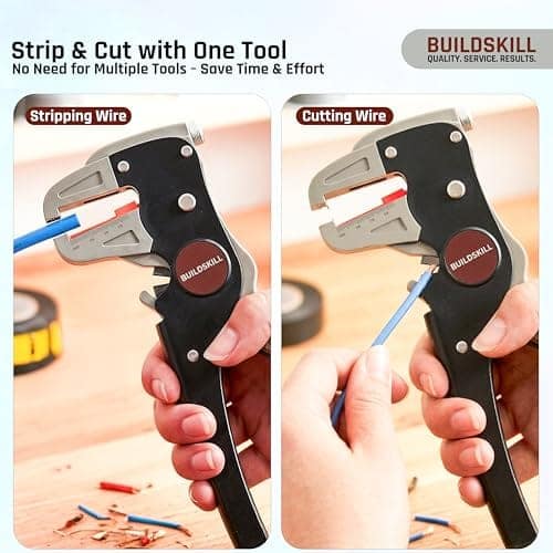 BUILDSKILL 2 IN 1 Automatic Wire Stripping & Cutting Tool – Precision Cutter for Electrical, Automotive, Cords & Cables – Ergonomic Handle with Pressure Adjustment view 3