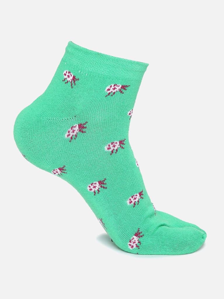 Kolor Fusion Women Ankle Length Self Design Cotton Thumb Socks (Pack of 4) view 3