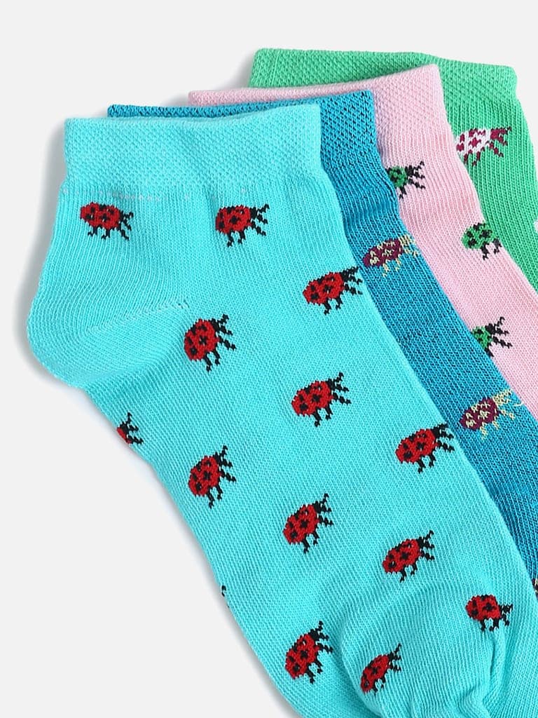 Kolor Fusion Women Ankle Length Self Design Cotton Thumb Socks (Pack of 4) view 7