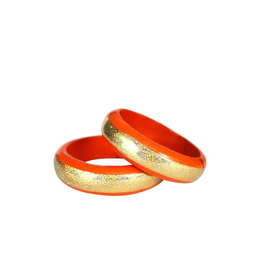 FHS traditional Rajasthani Handmade Round Shape Lac Bangles - Orange view 3