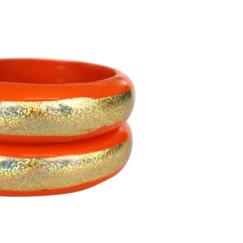FHS traditional Rajasthani Handmade Round Shape Lac Bangles - Orange view 4