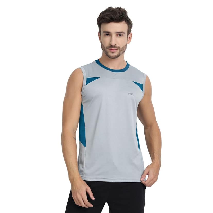 FTX Men Colorblock Round Neck Sleeveless Tshirt