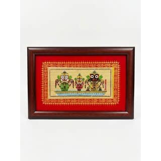 Traditional Jagannath Palm Leaf Art Frame for Home Dcor Handmade Odisha Wall Hanging Featuring Jagannath Balabhadra S