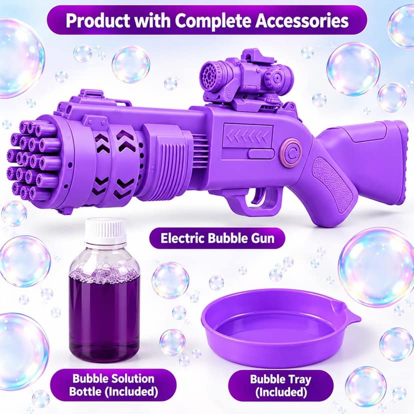 Automatic Bubble Blaster Gun with Liquid and Tray for Outdoor Play (1 Set) view 2