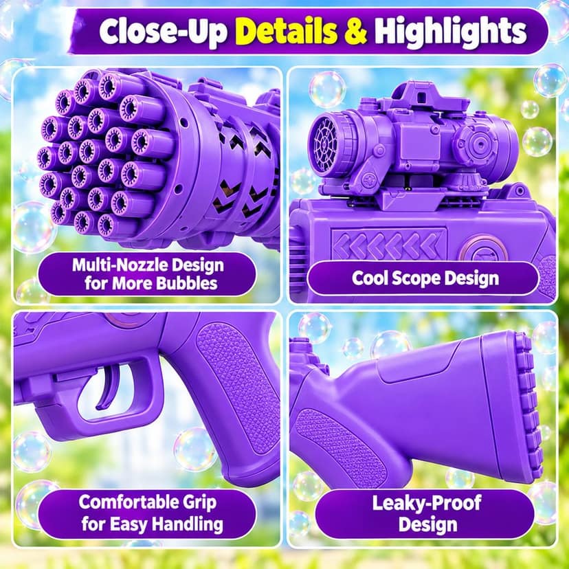 Automatic Bubble Blaster Gun with Liquid and Tray for Outdoor Play (1 Set) view 3