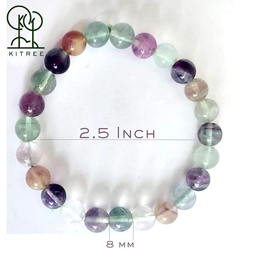 KITREE ENERGISED NATURAL MULTI FLUORITE CRYSTAL BRACELET 8MM ROUND FOR UNISEX (COLOR MULTI) view 4