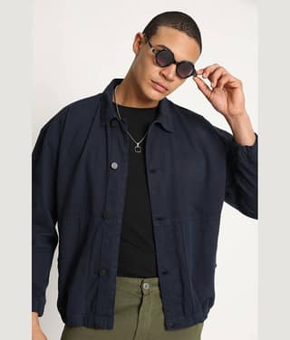 Bene Kleed Cotton Men's Casual Jacket - Navy Blue ( Pack of 1 )
