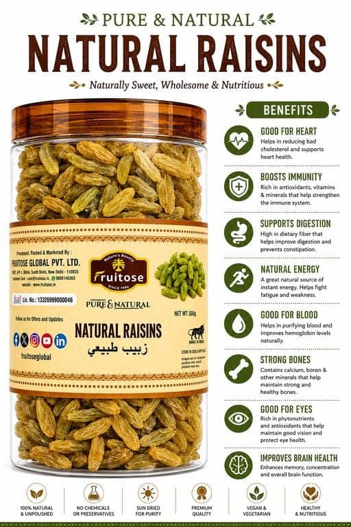 Premium Natural Raisins (Kishmish) | Sweet & Seedless | 500g view 3