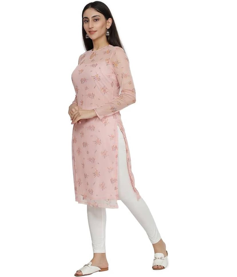 NUEVOSDAMAS - Pink Polyester Women's Straight Kurti ( Pack of 1 ) view 2