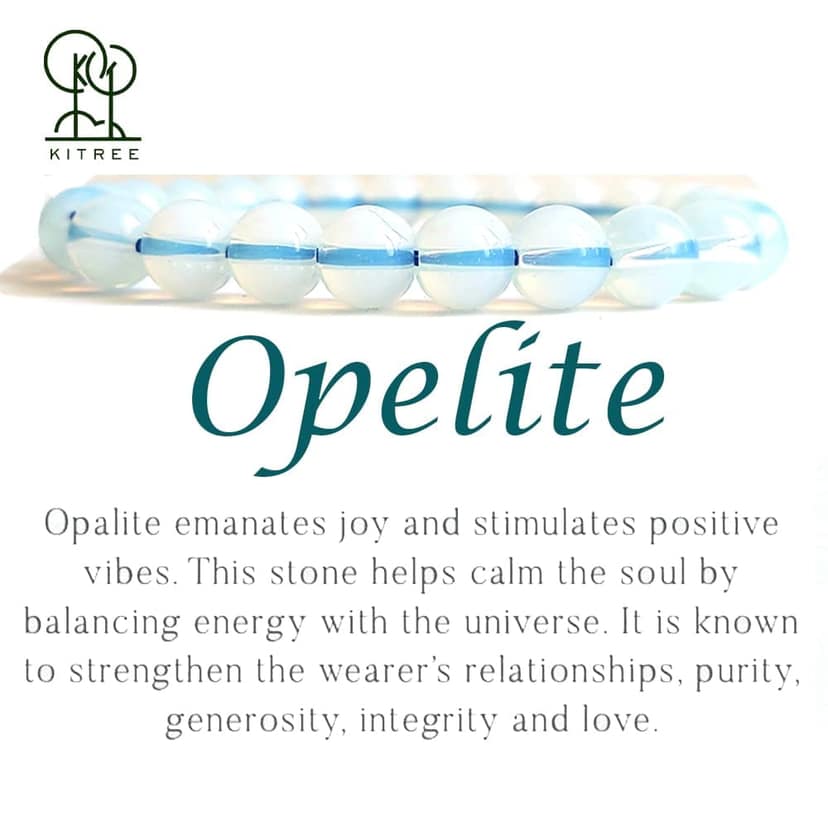 KITREE NATURAL OPALITE CRYSTAL BRACELET 8MM ROUNDFOR UNISEX (COLOR OFF WHITE) view 3