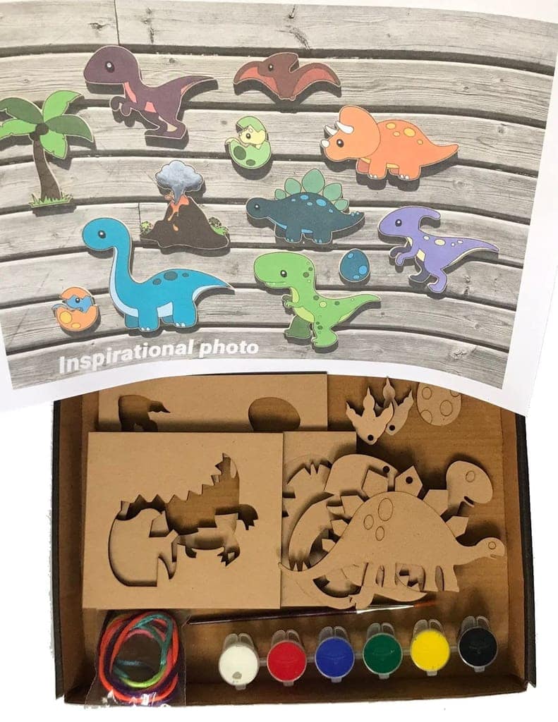 The brown box Dinosaur Painting Kit for Kids,Arts and Crafts for Kids Ages 6-8, 8-12,Gifts for Boys and Girls,Hobby kit,DIY Activity Kit,Art Kit (Dinosaur),Educational Toys for Kids,MDF Cutouts view 2
