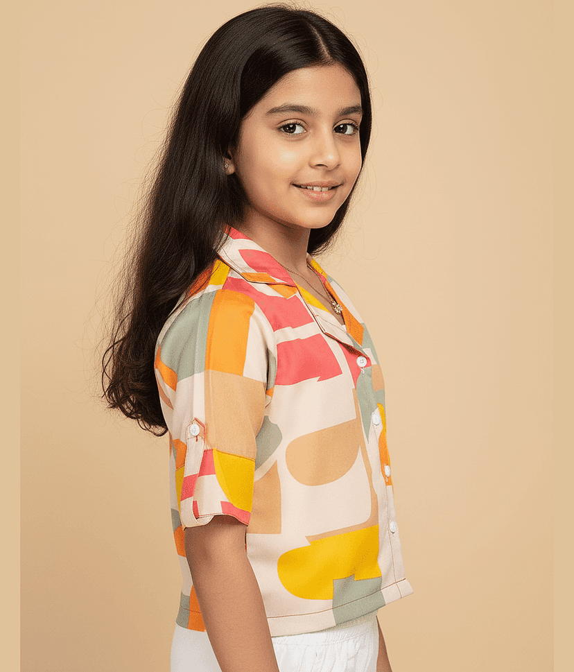 Aarya Designer Pack of 1 Girls Crepe Shirt ( Pink ) view 2