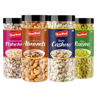 YUM YUM Dry Fruits Combo Offer Badam Kaju Pista Kishmish Combo Pack - 4 x 150g