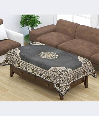 FURNISHING HUT Self Design Chenille 6 Seater Rectangle Table Cover ( 137 x 90 ) cm Pack of 1 Purple