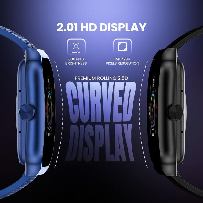 CELLECOR E3 Rise 2.01" HD Curved Display Smart Watch, Bluetooth Calling, 100+ Watch Faces, 100+ Sports Modes, Health Suite, Voice Assistance (Black) view 3
