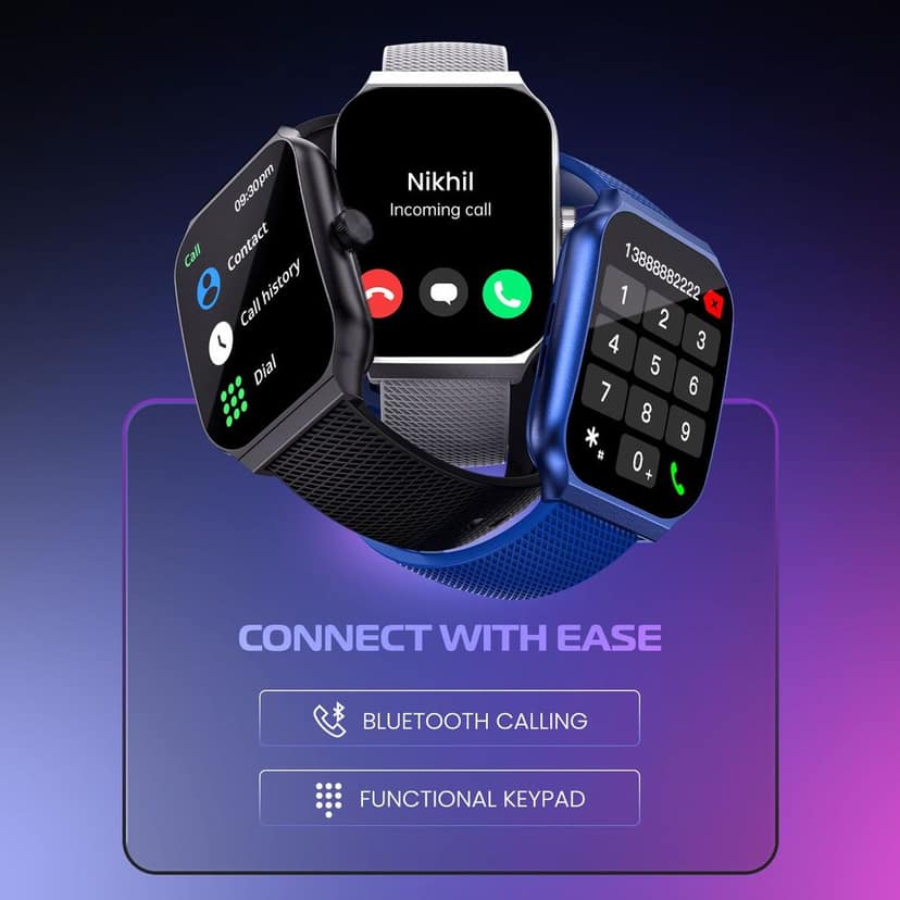 CELLECOR E3 Rise 2.01" HD Curved Display Smart Watch, Bluetooth Calling, 100+ Watch Faces, 100+ Sports Modes, Health Suite, Voice Assistance (Black) view 4