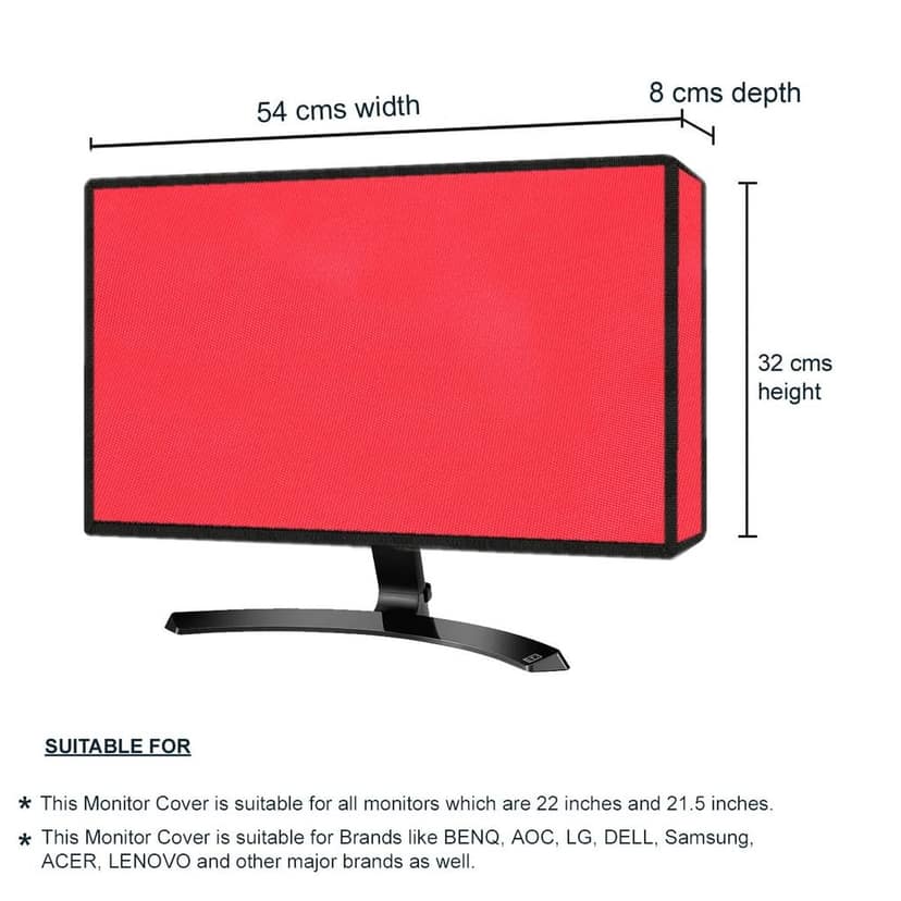 PalaP Super Premium Dust Proof Monitor Cover for LG 22 inches Monitor (RED) view 3