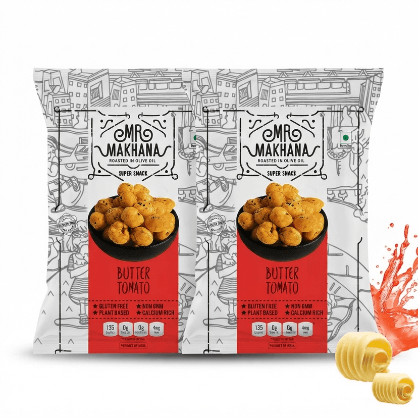 Mr Makhana Butter Tomato Roasted Makhana 21 g Healthy Snack Pack of 2