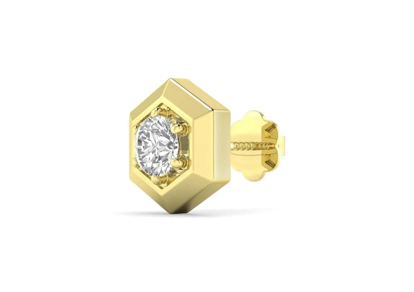 Hexadic Bezel Men's Ear Stud (1 Pc Only)