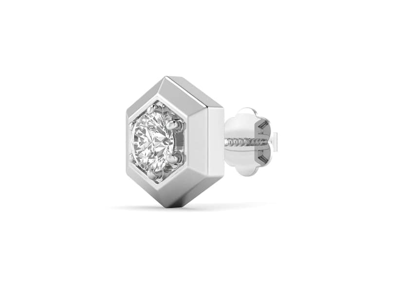 Hexadic Bezel Men's Ear Stud (1 Pc Only) view 2