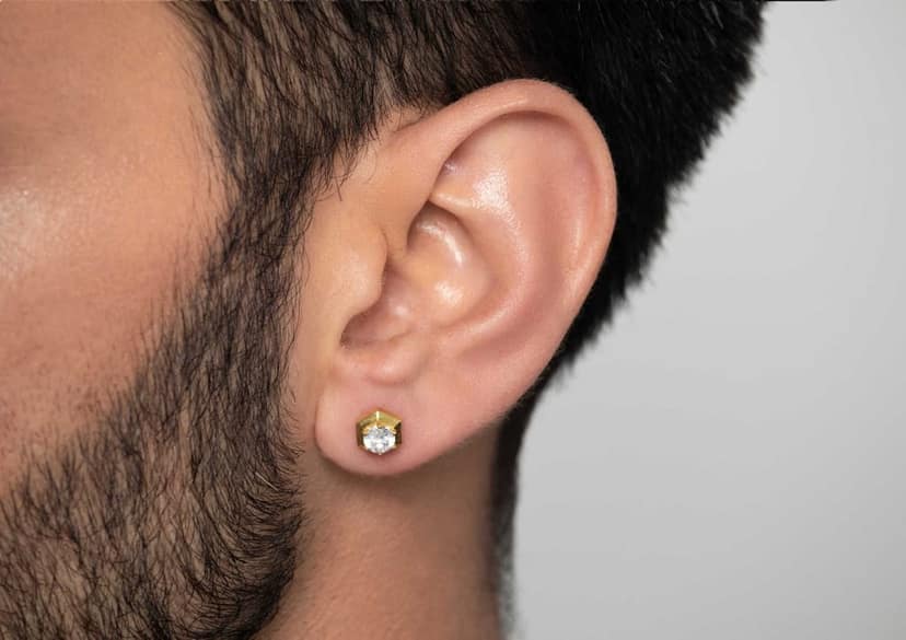 Hexadic Bezel Men's Ear Stud (1 Pc Only) view 3