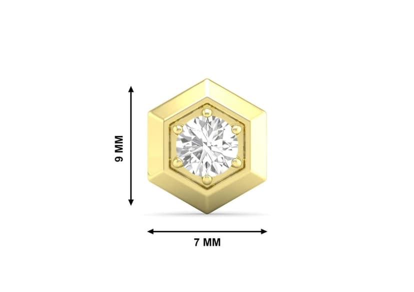 Hexadic Bezel Men's Ear Stud (1 Pc Only) view 7