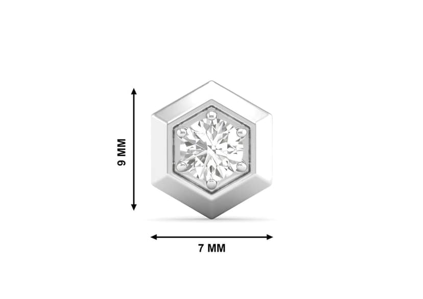 Hexadic Bezel Men's Ear Stud (1 Pc Only) view 8