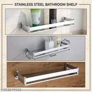 Bathroom Shelf Rack Wall Mounted Single Layer Stainless Steel