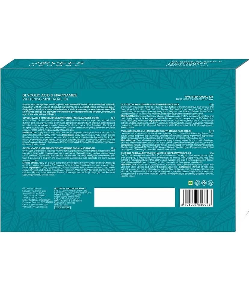 Jovees Herbal Glycolic Acid & Niacinamide Whitening Mini Facial Kit For Brighter 53g (Pack of 1) view 2