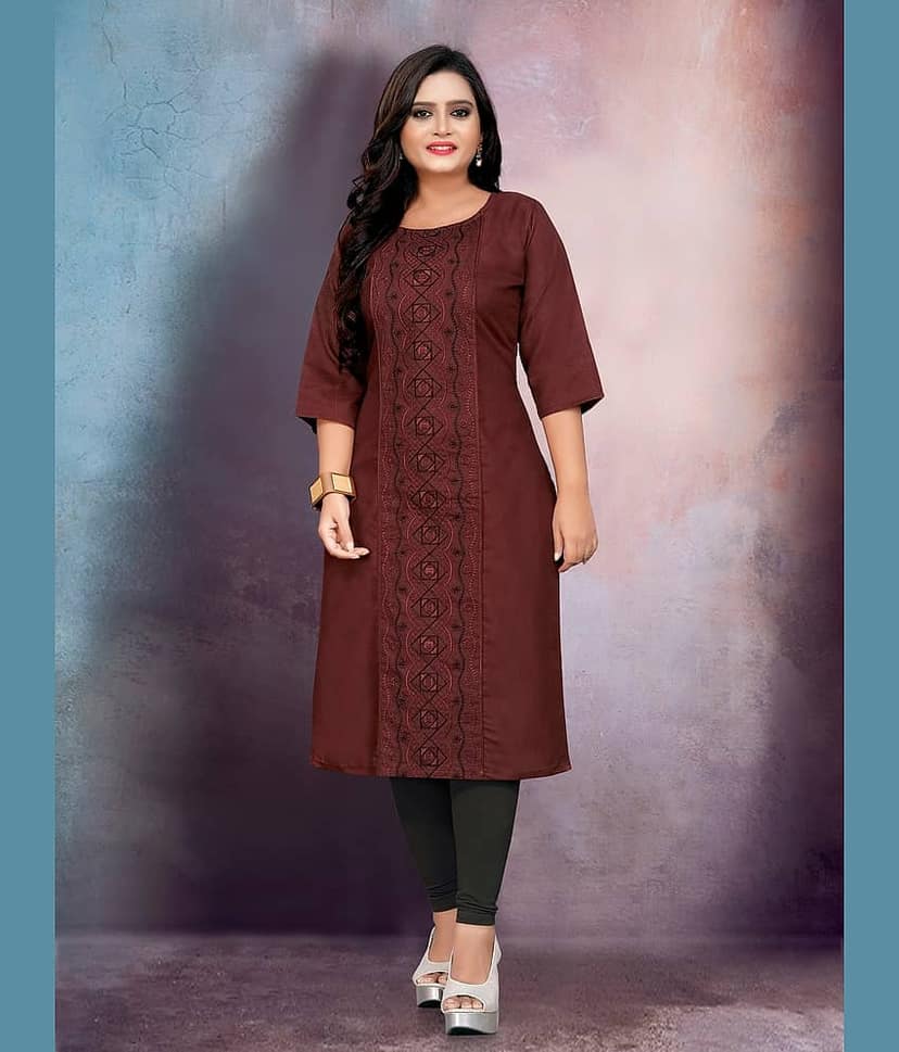 RIAANA Women Cotton Blend Embroidered Straight Kurti ( Multicolor ) view 2