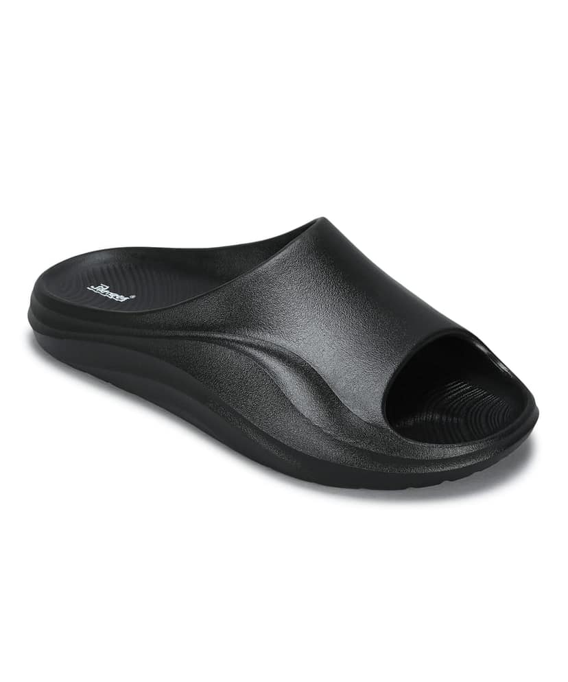 Paragon Men's Watreproof Black Sliders with Comfortable Anti-Skid Sole