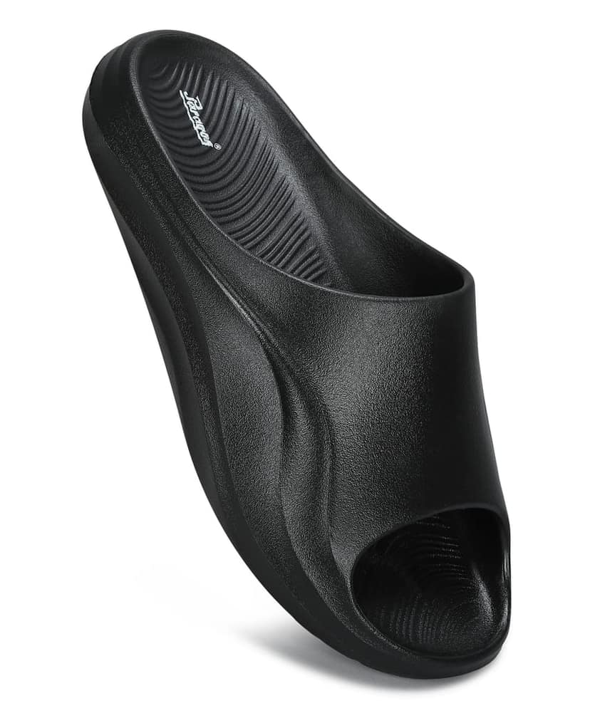 Paragon Men's Watreproof Black Sliders with Comfortable Anti-Skid Sole view 6