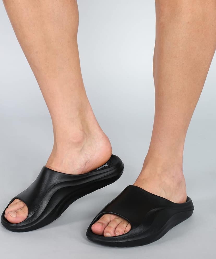 Paragon Men's Watreproof Black Sliders with Comfortable Anti-Skid Sole view 8
