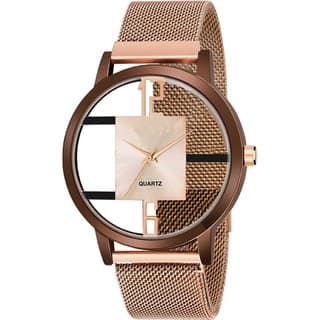 HRV Men's Round Dial Rose Gold Strap Analog Watch