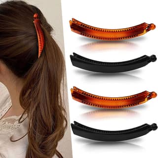 BIRDWARE Big-Size Shell Color Imported Acrylic Material Stone Butterfly hair Clips For Women (Pack of 1 Pc, Shell Colour, D-Shape) | hair clutchers | hair claws (2 Pc Black & 2 Pc Shell) BIRDWARE Big-Size Shell Color Imported Acrylic Material Stone Butte