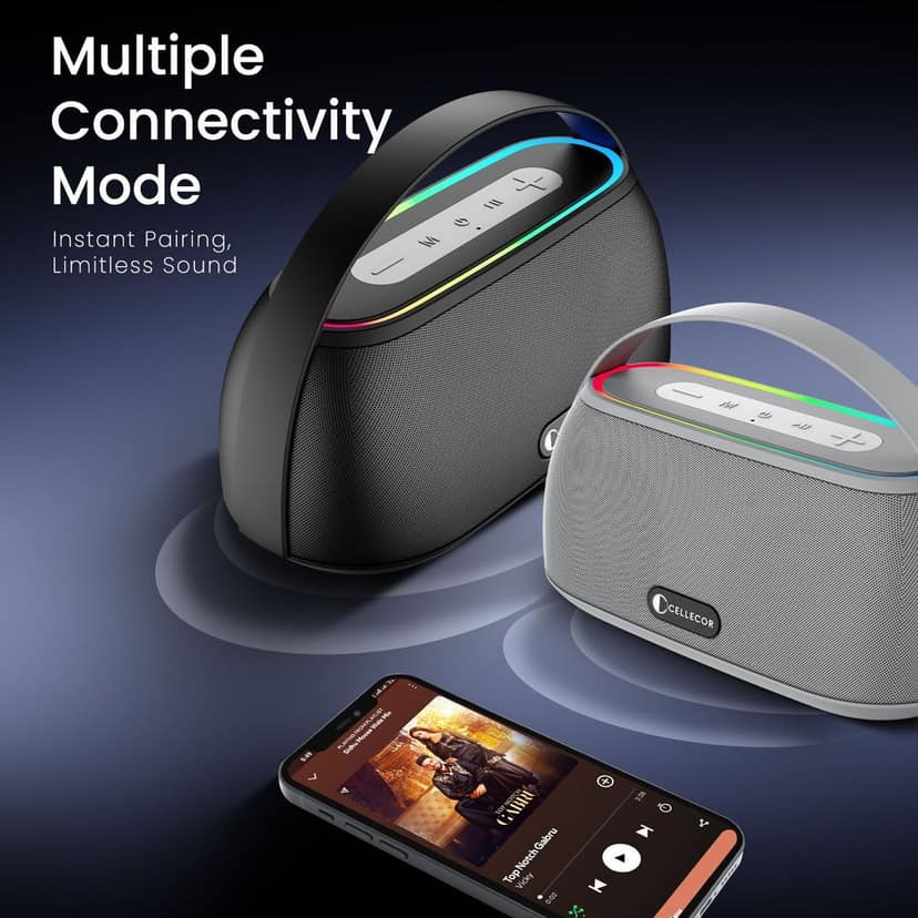 Cellecor CLB-60 | 10 Hr Playtime | BT-v5.3 | 2600mAH | Water Resistant 10 W Bluetooth Speaker-grey view 6