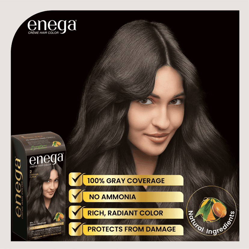 Enega nourishing no ammonia original black cream hair color with argon oil& green tea extract 120ml view 8
