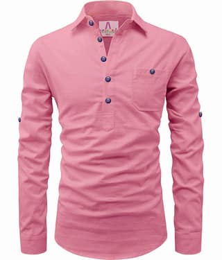 Apektra Peach Cotton Men's Shirt Style Kurta ( Pack of 1 )