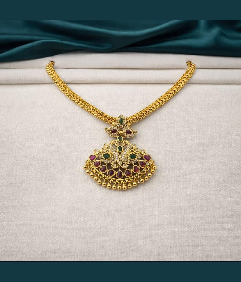 ROFARWORD Gold Brass Necklace Set ( Pack of 1 ) view 2