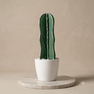 Handcrafted Glass Cactus Showpiece 1pc