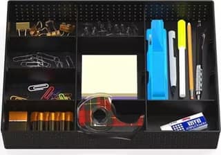 Drawer Organizer with 9 Adjustable Dividers – Multi-Functional Storage Tray (Black, Pack of 1)