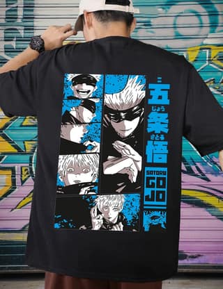 SCOTT FINCHER Men's Black T-Shirt with a Graphic Anime Print : AA(ARN)BLACK_156