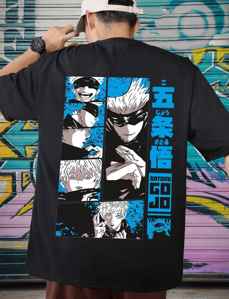 SCOTT FINCHER Men's Black T-Shirt with a Graphic Anime Print : AA(ARN)BLACK_156